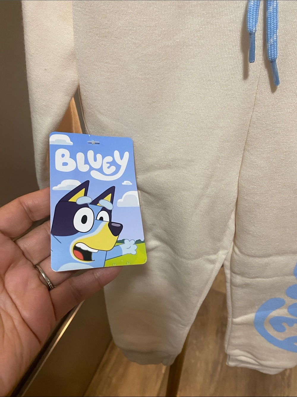Bluey Cream Kids' Hoodie & Jogger Set with Blue Character Graphic 2T Boys & Girl - Picture 4 of 6